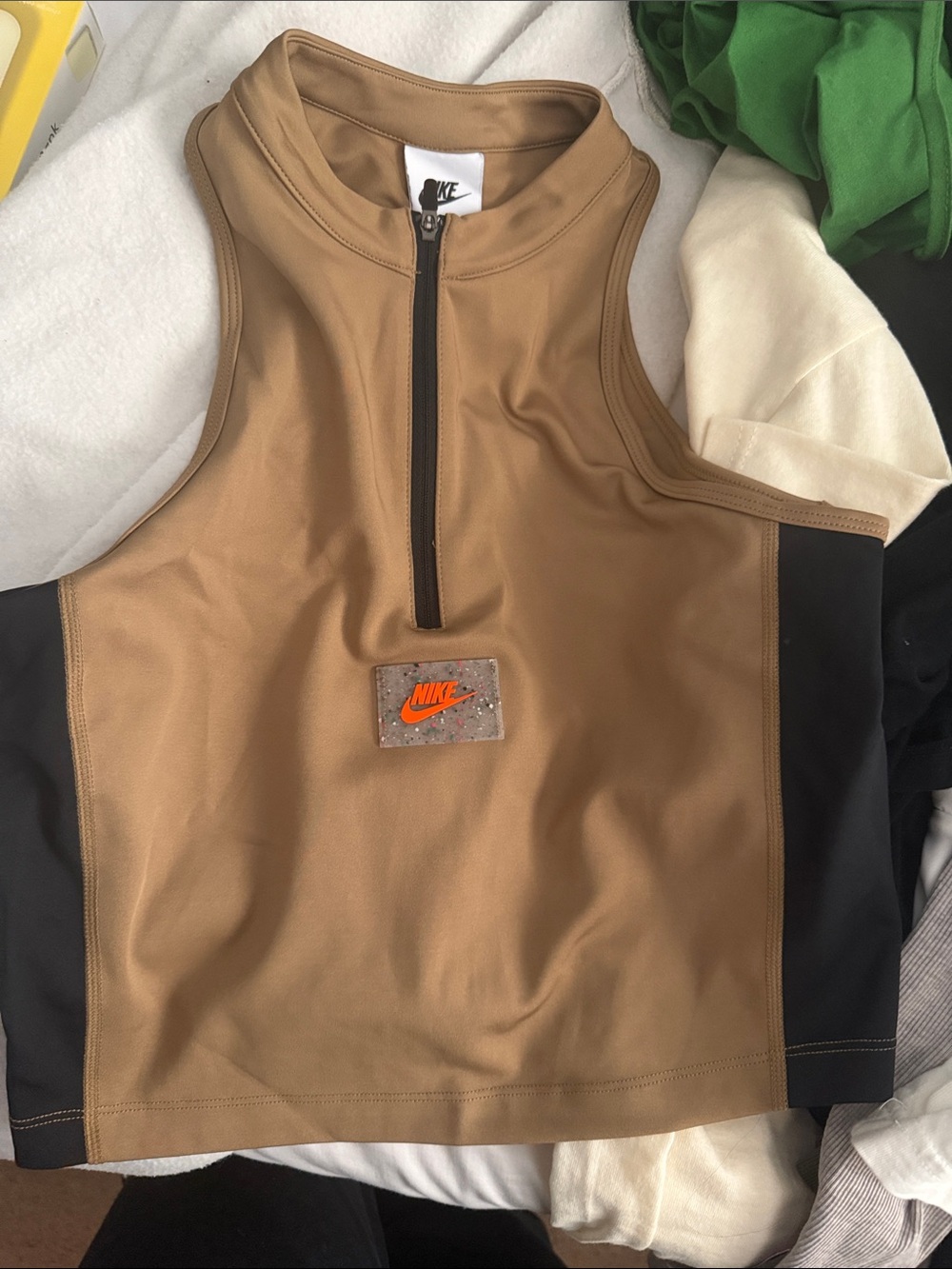 Nike Tan and Black Zip-Front Sleeveless 2 piece set!